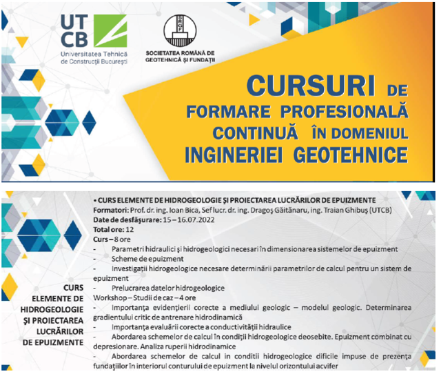 Poza produs Curs de formare continua ELEMENTE DE HIDROGEOLOGIE SI PROIECTAREA LUCRARILOR DE EPUIZMENTE