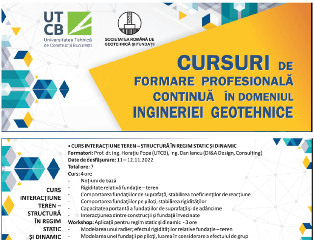 Poza produs Curs de formare continua INTERACTIUNE TEREN – STRUCTURA IN REGIM STATIC SI DINAMIC